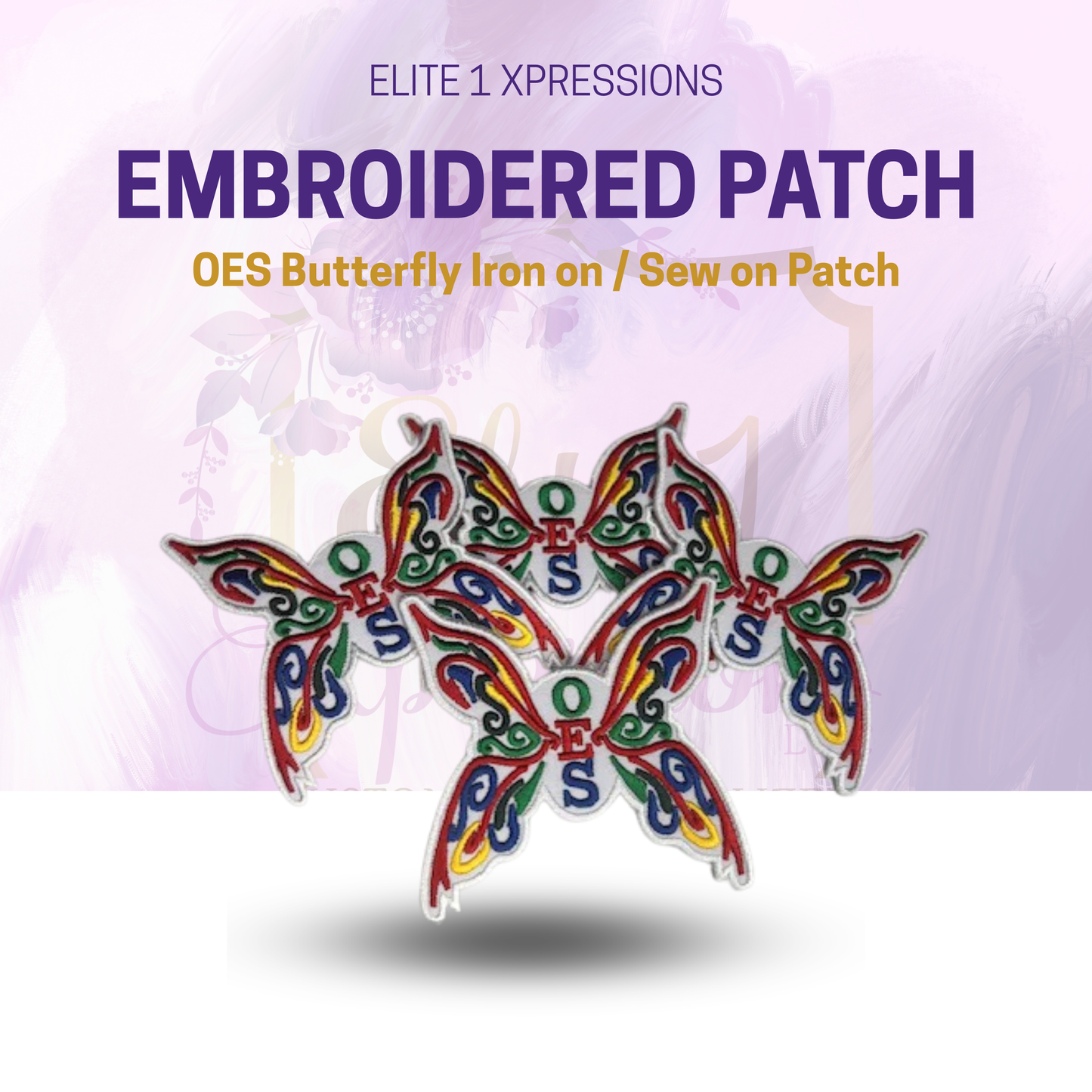 OES Butterfly Iron on / Sew on Patch, Embroidered Patch