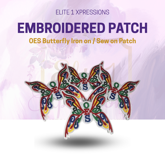OES Butterfly Iron on / Sew on Patch, Embroidered Patch