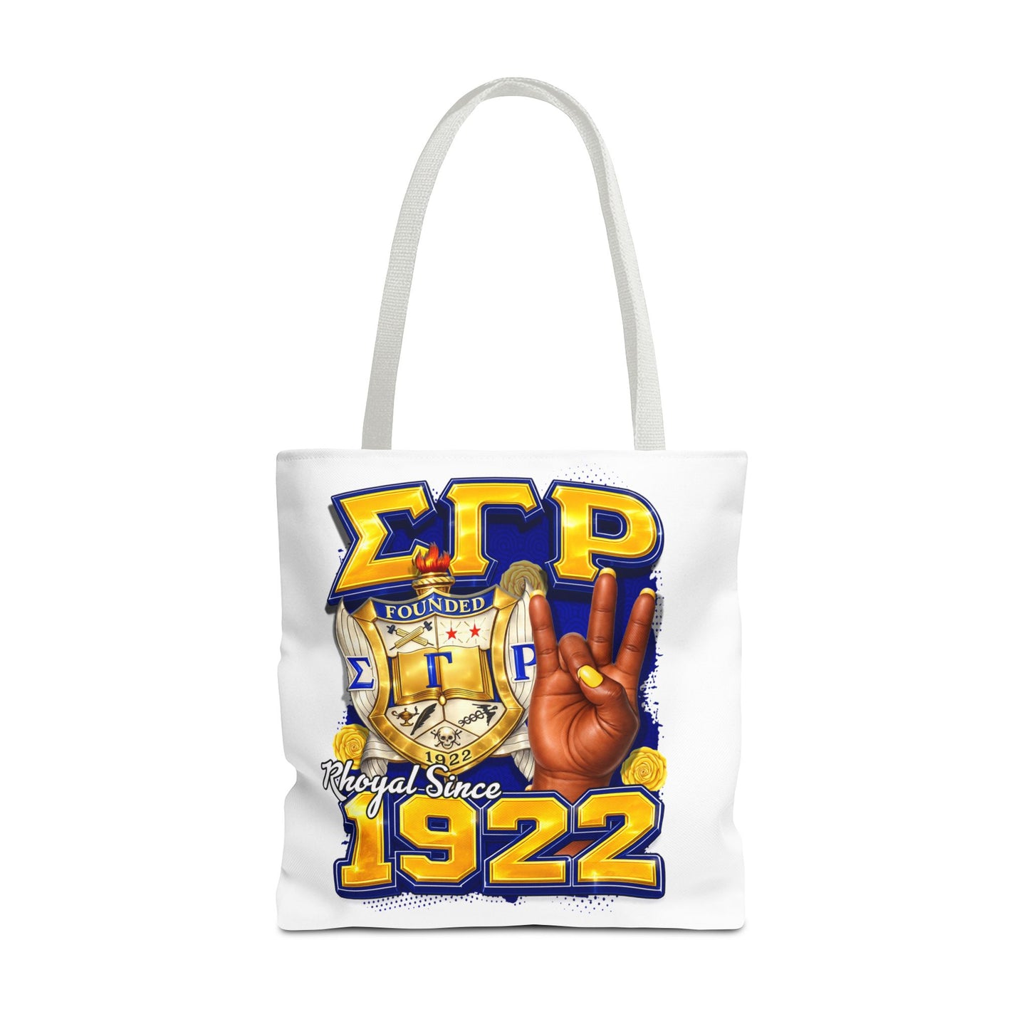 SGRHO I 1920 I Crest Pearl Hand Tote Bag | Sigma Gamma Rho Sorority Design (White)