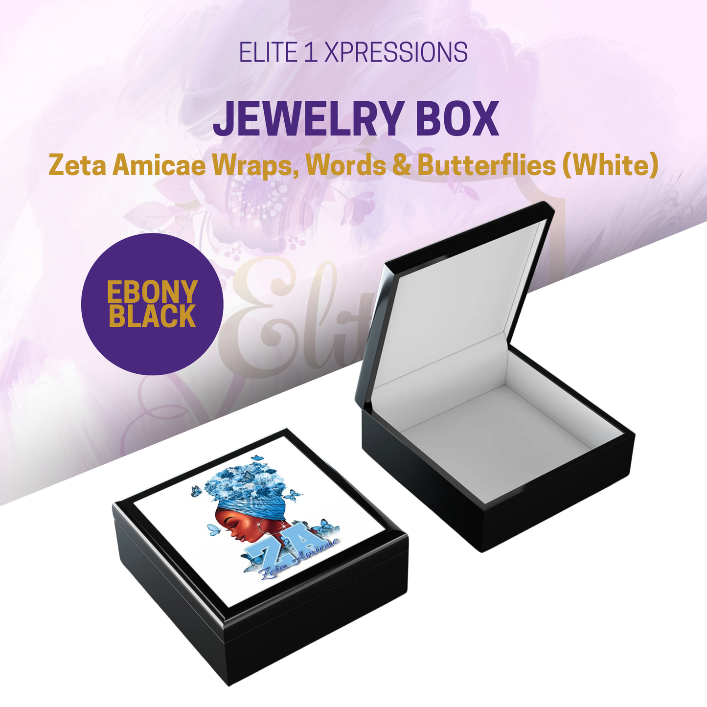 Jewelry Box ~ Zeta Amicae Wraps, Words & Butterflies (White)