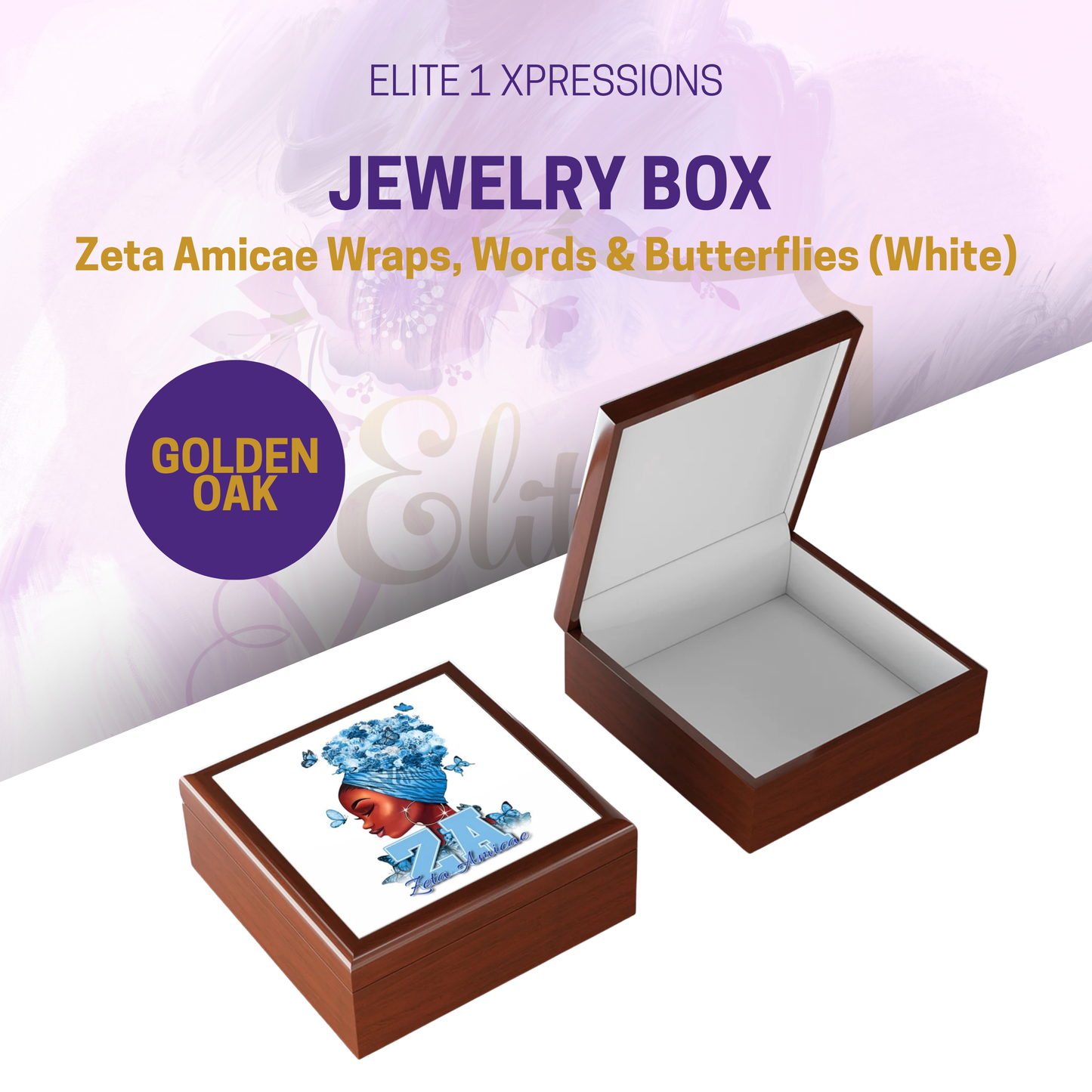 Jewelry Box ~ Zeta Amicae Wraps, Words & Butterflies (White)