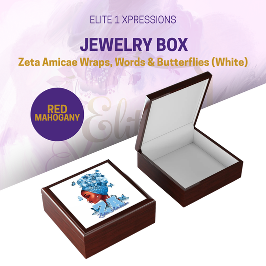 Jewelry Box ~ Zeta Amicae Wraps, Words & Butterflies (White)