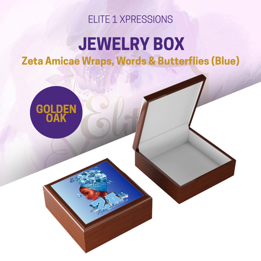 Jewelry Box ~ Zeta Amicae Wraps, Words & Butterflies (Blue)