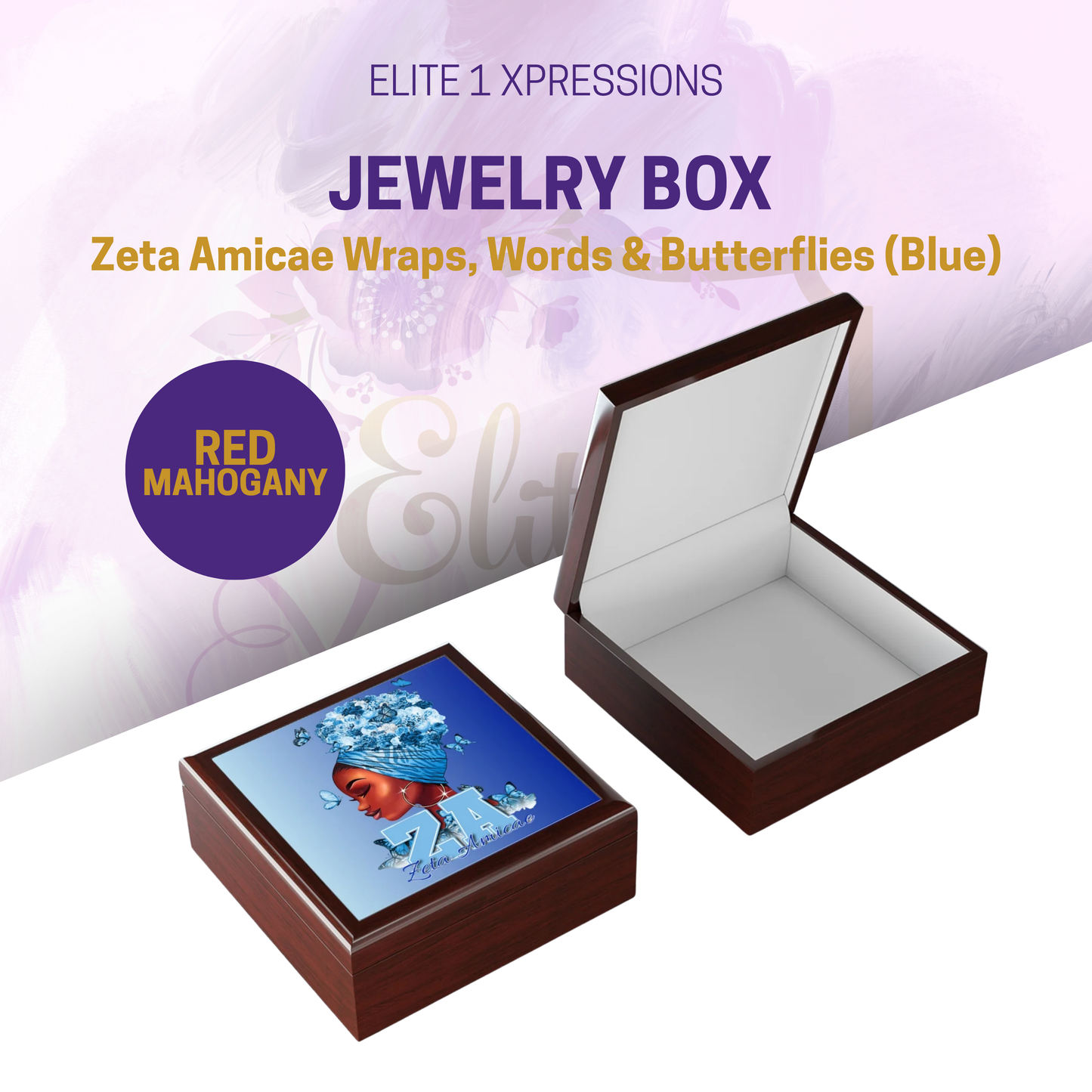 Jewelry Box ~ Zeta Amicae Wraps, Words & Butterflies (Blue)