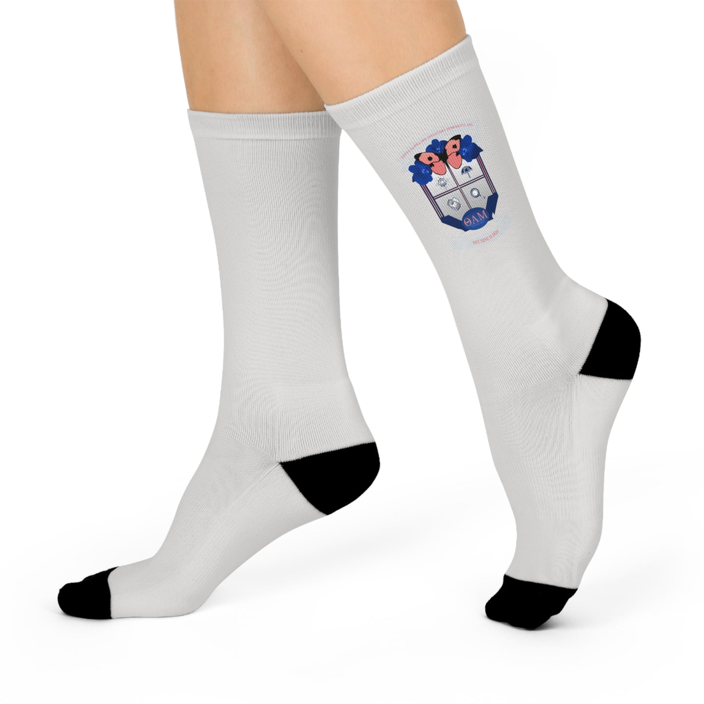 Theta Alpha Mu Cushioned Crew Socks (Grey)