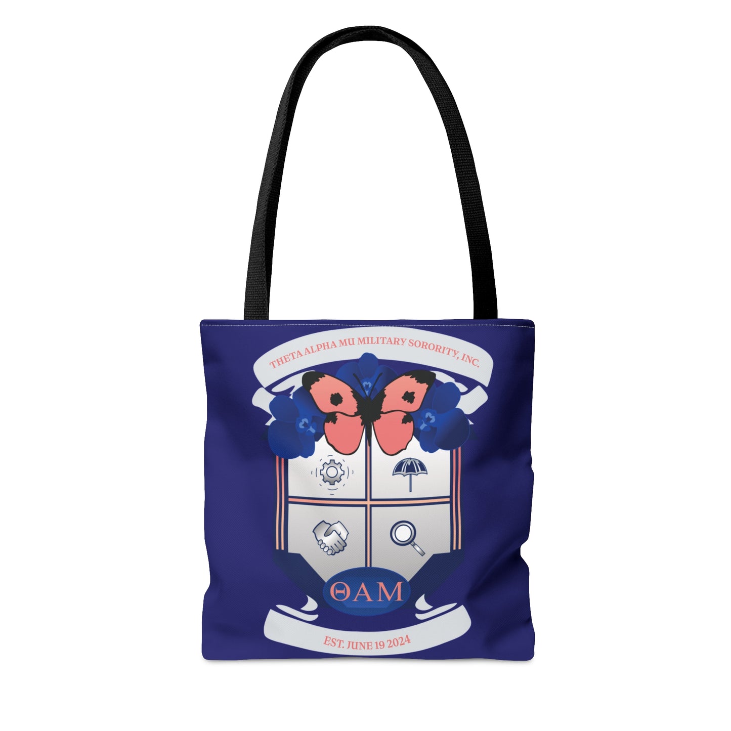 Theta Alpha Mu Military Sorority Tote Bag (Navy Blue)