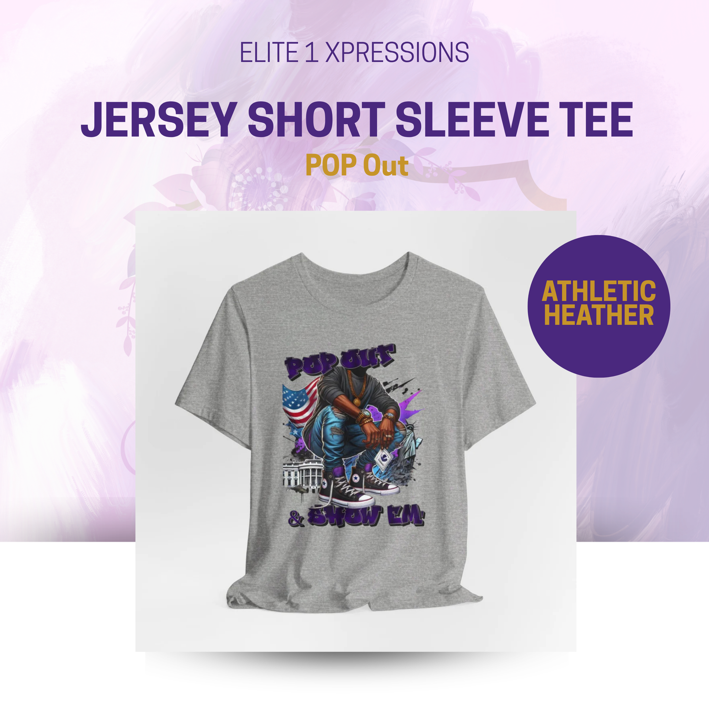 POP Out (Purple, Black & Grey) Unisex Jersey Short Sleeve Tee