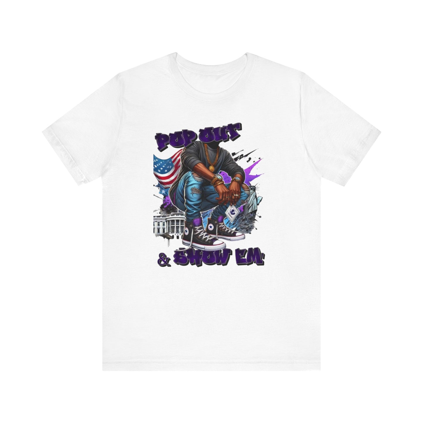 POP Out (Purple, Black & Grey) Unisex Jersey Short Sleeve Tee