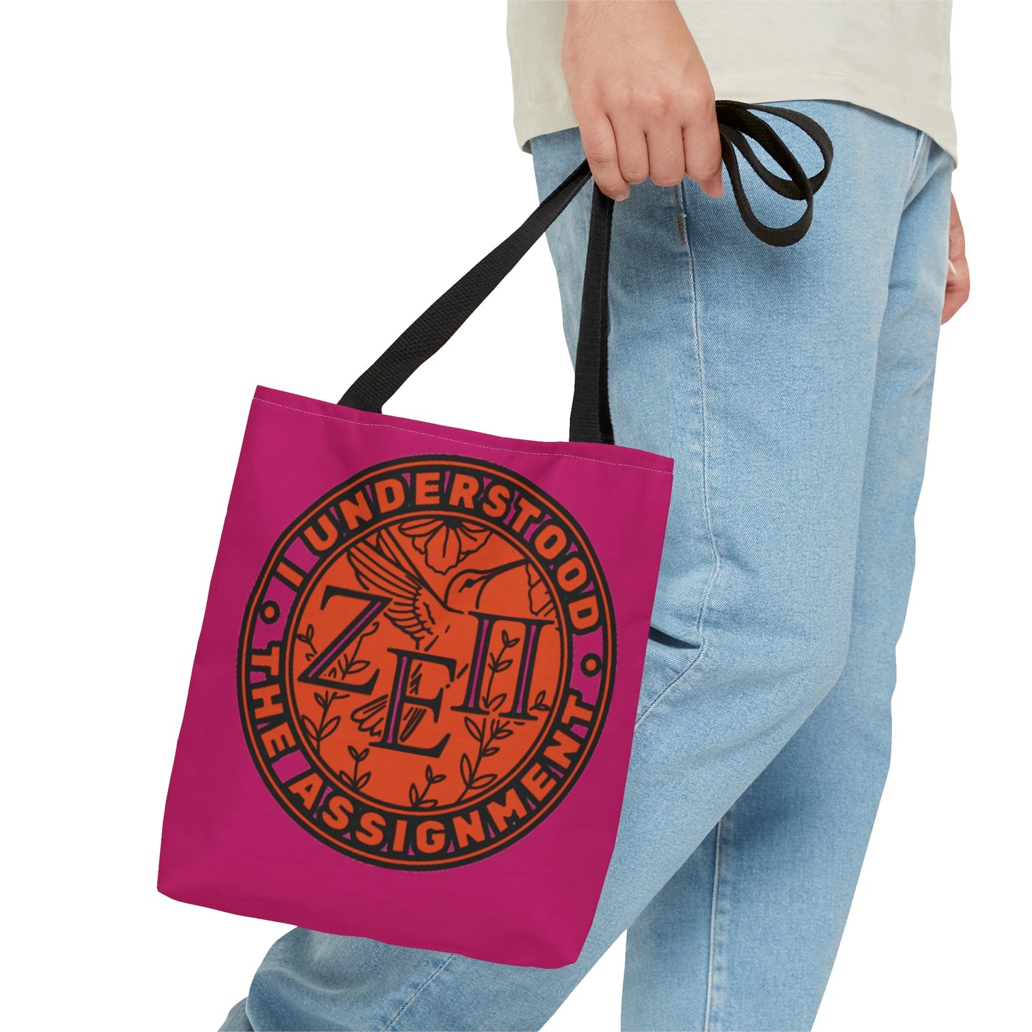 Zeta Epsilon Pi Sorority "I Understood the Assignment" Tote Bag (Fuschia)