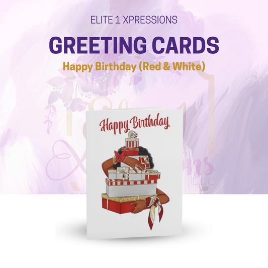 Happy Birthday (Red & White) Greeting cards (8, 16, 24 pcs)