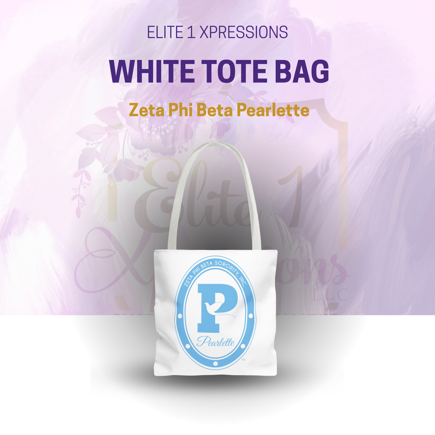 Pearlette | Zeta Phi Beta Pearlette | V1 White Tote Bag