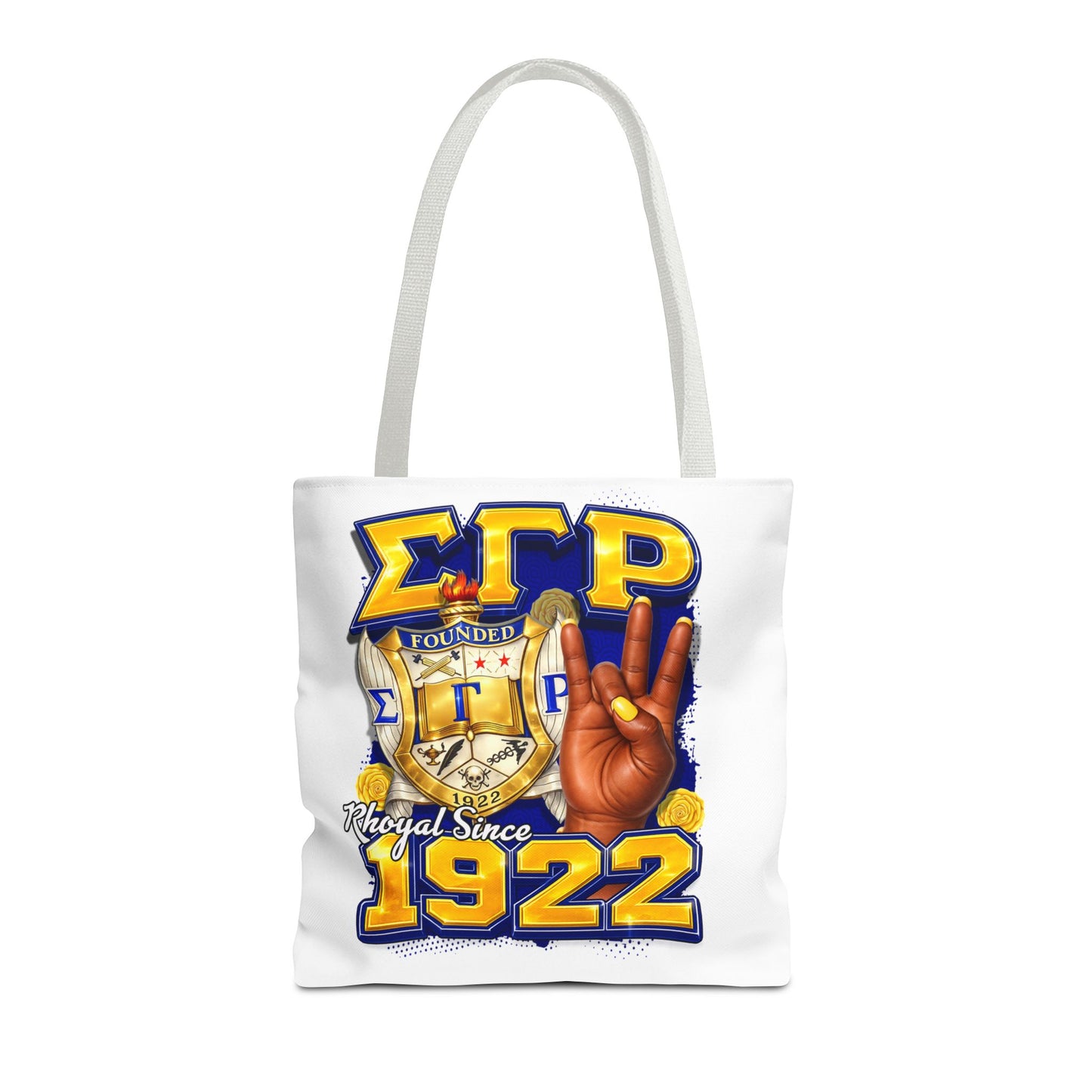 SGRHO I 1920 I Crest Pearl Hand Tote Bag | Sigma Gamma Rho Sorority Design (White)