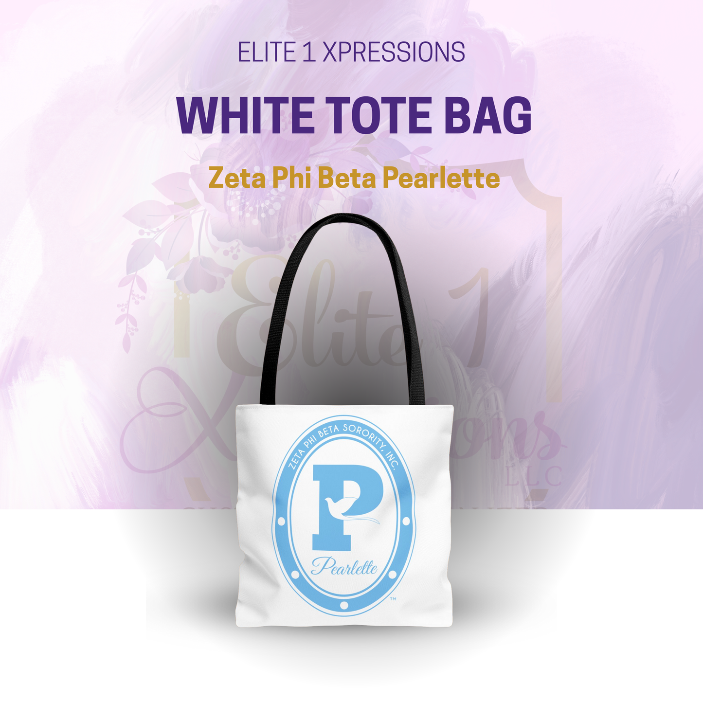 Pearlette | Zeta Phi Beta Pearlette | V1 White Tote Bag