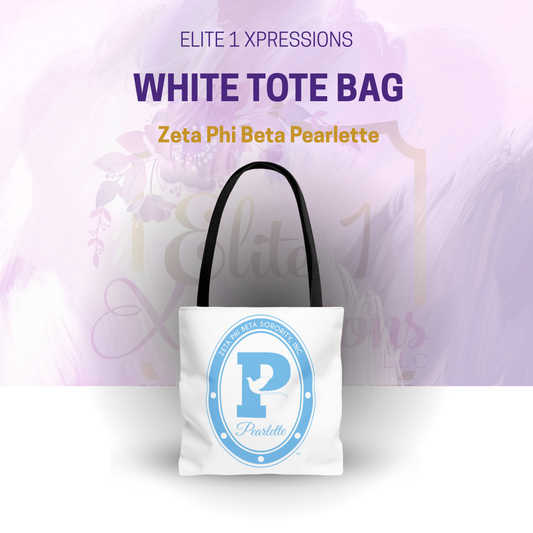 Pearlette | Zeta Phi Beta Pearlette | V1 White Tote Bag
