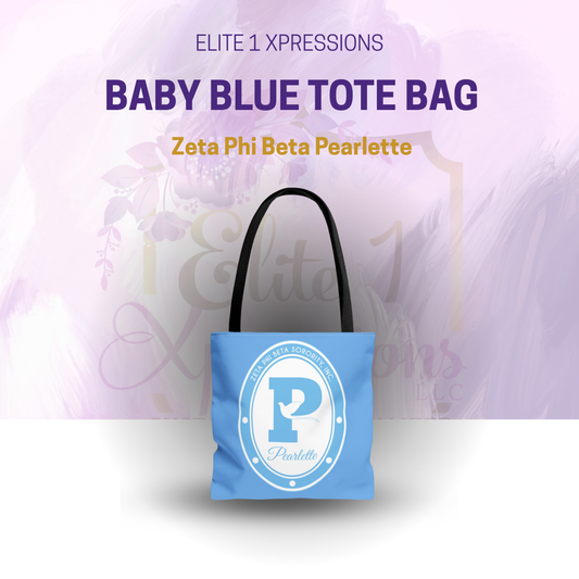 Pearlette | Zeta Phi Beta Pearlette | V2 Baby Blue Tote Bag