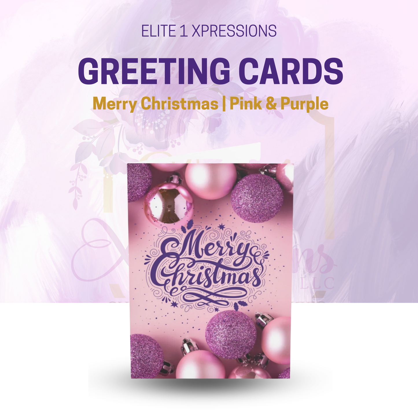 Merry Christmas Greeting Cards ~ Pink & Purple