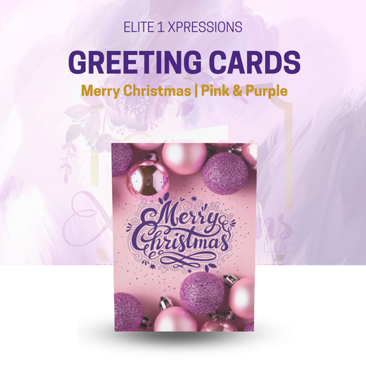 Merry Christmas Greeting Cards ~ Pink & Purple