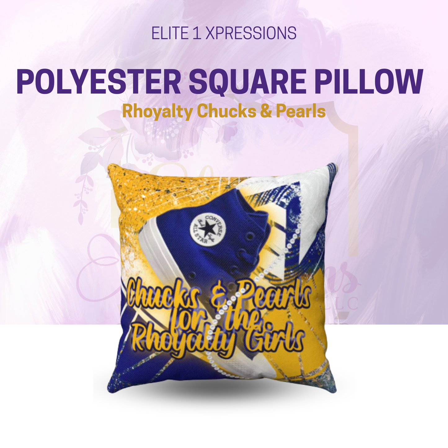 Rhoyalty Chucks & Pearls Polyester Square Pillow