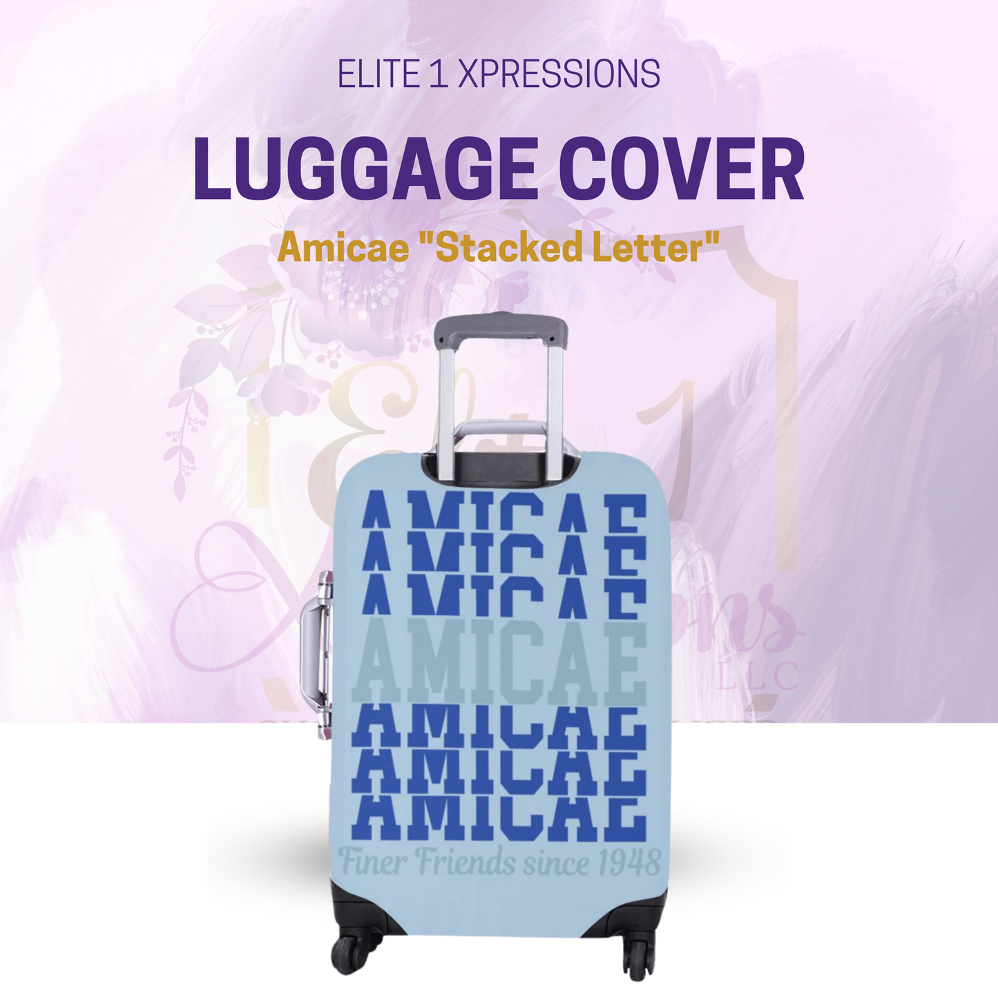 Luggage Cover ~ Amicae "Stacked Letter"