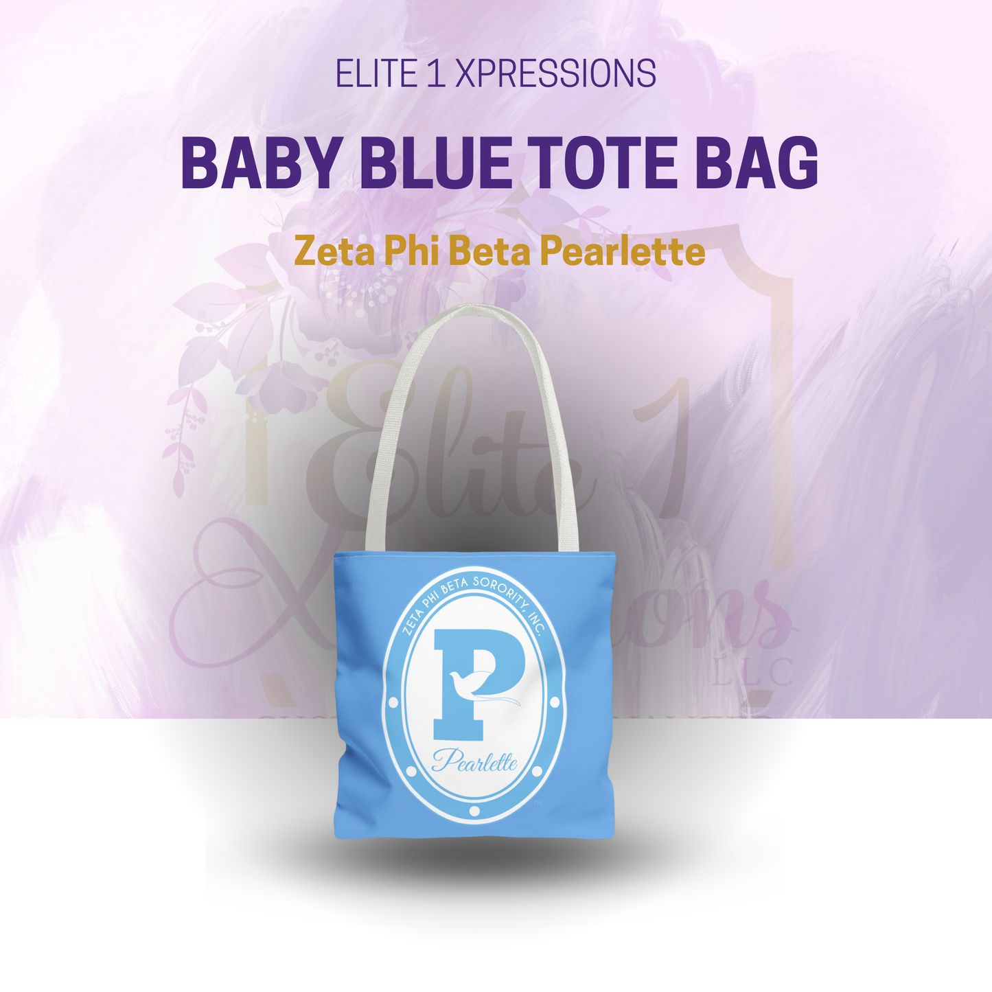 Pearlette | Zeta Phi Beta Pearlette | V2 Baby Blue Tote Bag