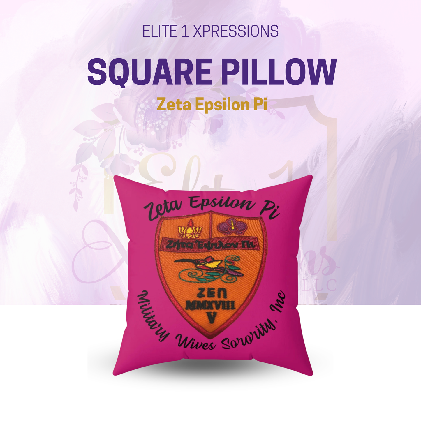 Zeta Epsilon Pi Square Pillow