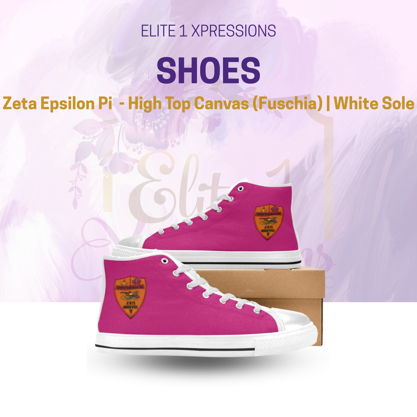 Shoe ~Zeta Epsilon Pi ~ High Top Canvas (Fuschia)