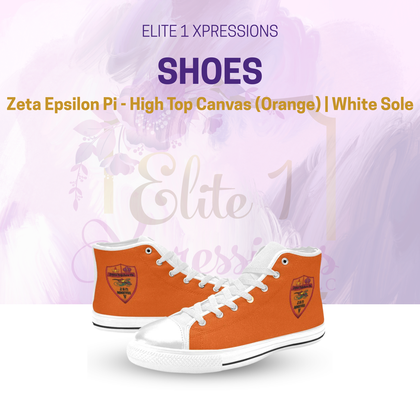 Shoe ~Zeta Epsilon Pi ~ High Top Canvas (Orange)