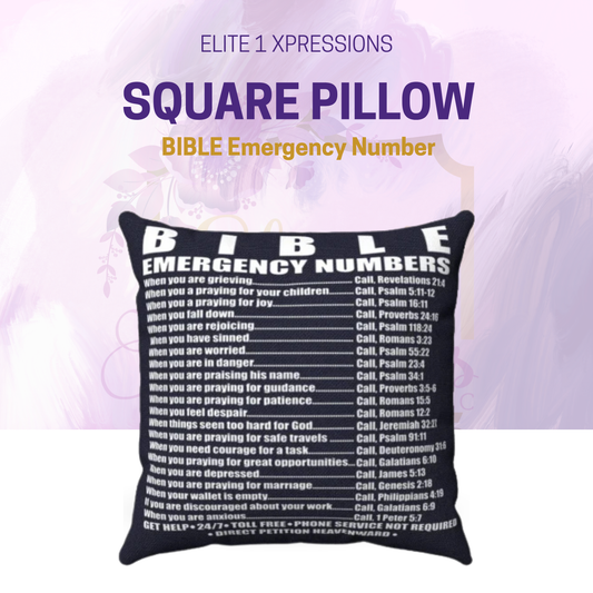 BIBLE Emergency Number Square Throw Pillow
