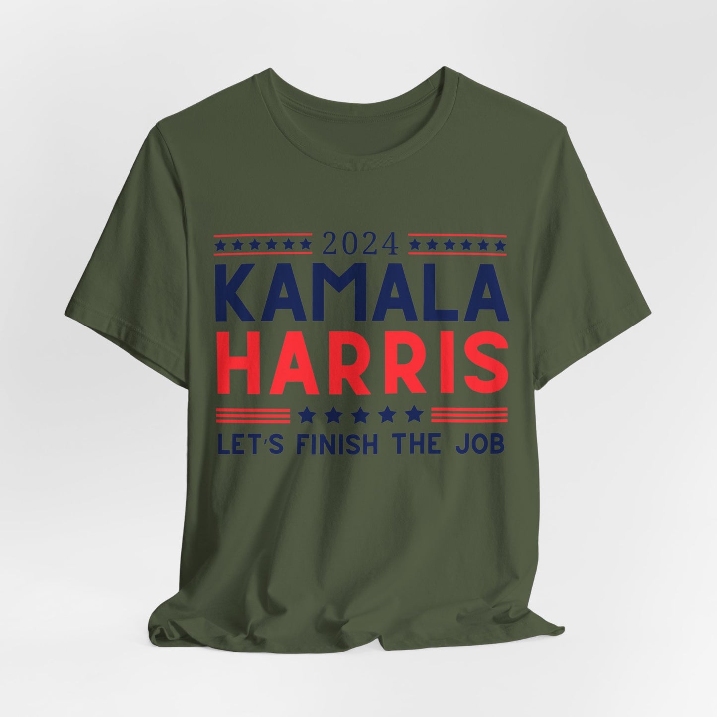 Kamala Harris "Let's Finish the Job" v2 ~ Unisex Jersey Short Sleeve Tee