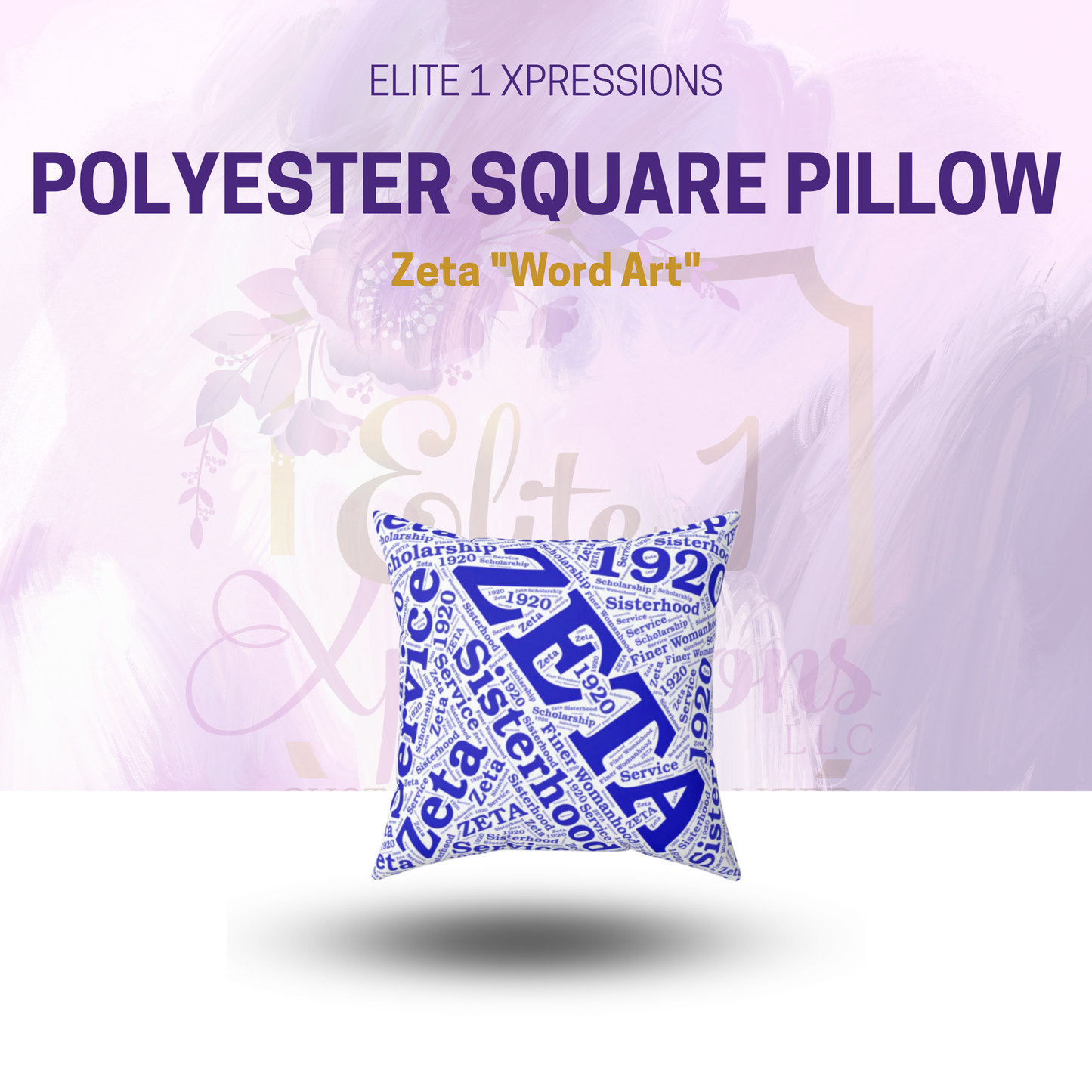 Zeta "Word Art" Polyester Square Pillow