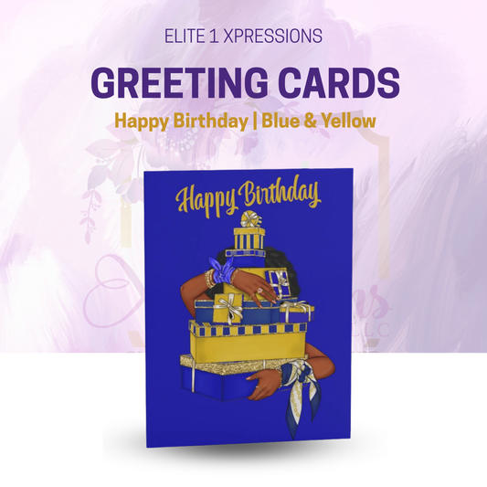 Happy Birthday (Blue & Yellow) Greeting cards (8,16, 24 pcs)