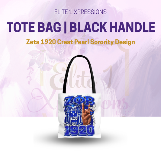 Zeta 1920 Crest Pearl Hand Tote Bag | Zeta Phi Beta Sorority Design (White)
