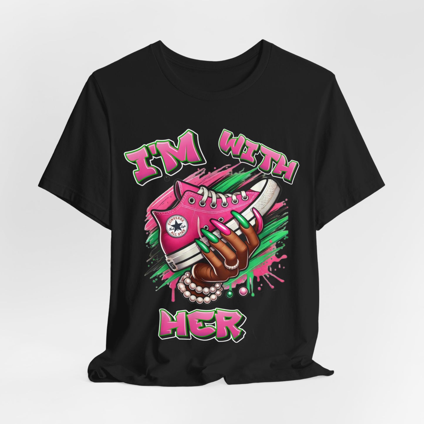 I'm with HER (Pink & Green) v2 ~ Unisex Jersey Short Sleeve Tee