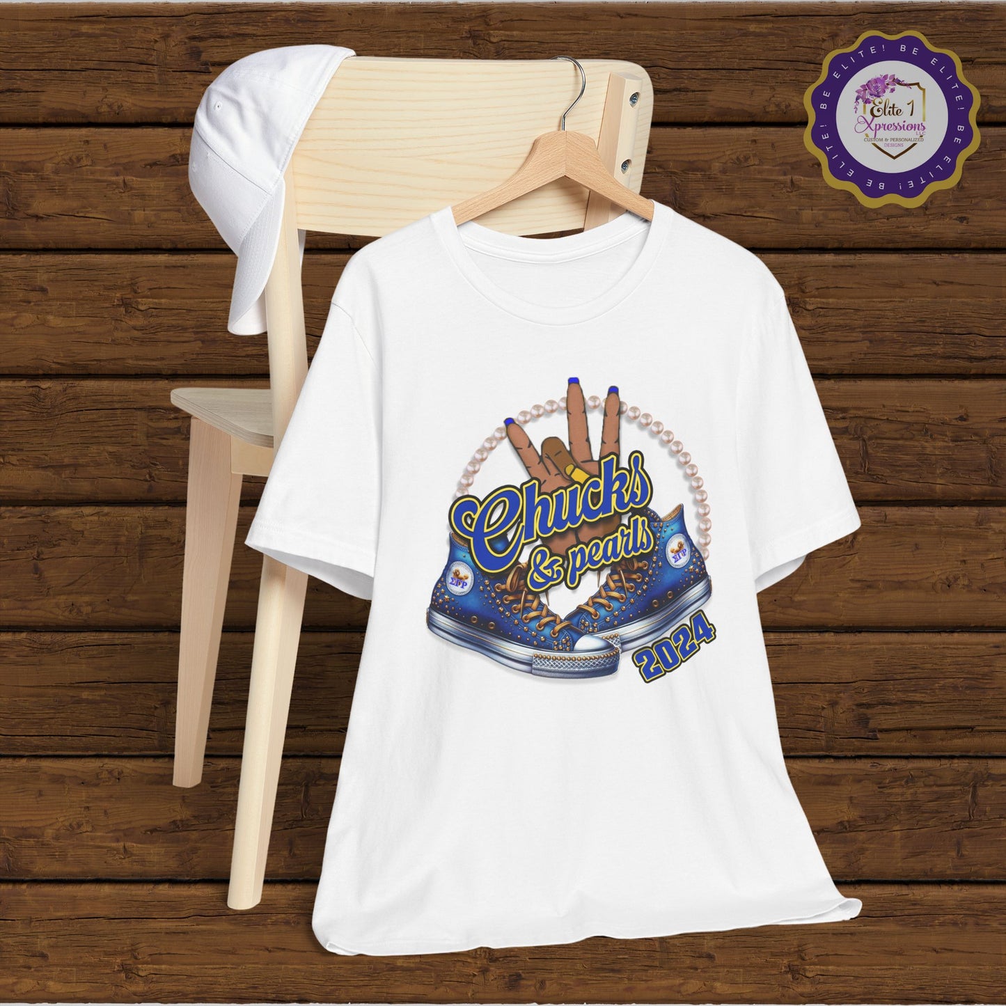 Chucks & Pearls 2024 (Blue & Gold) ~ Unisex Jersey Short Sleeve Tee