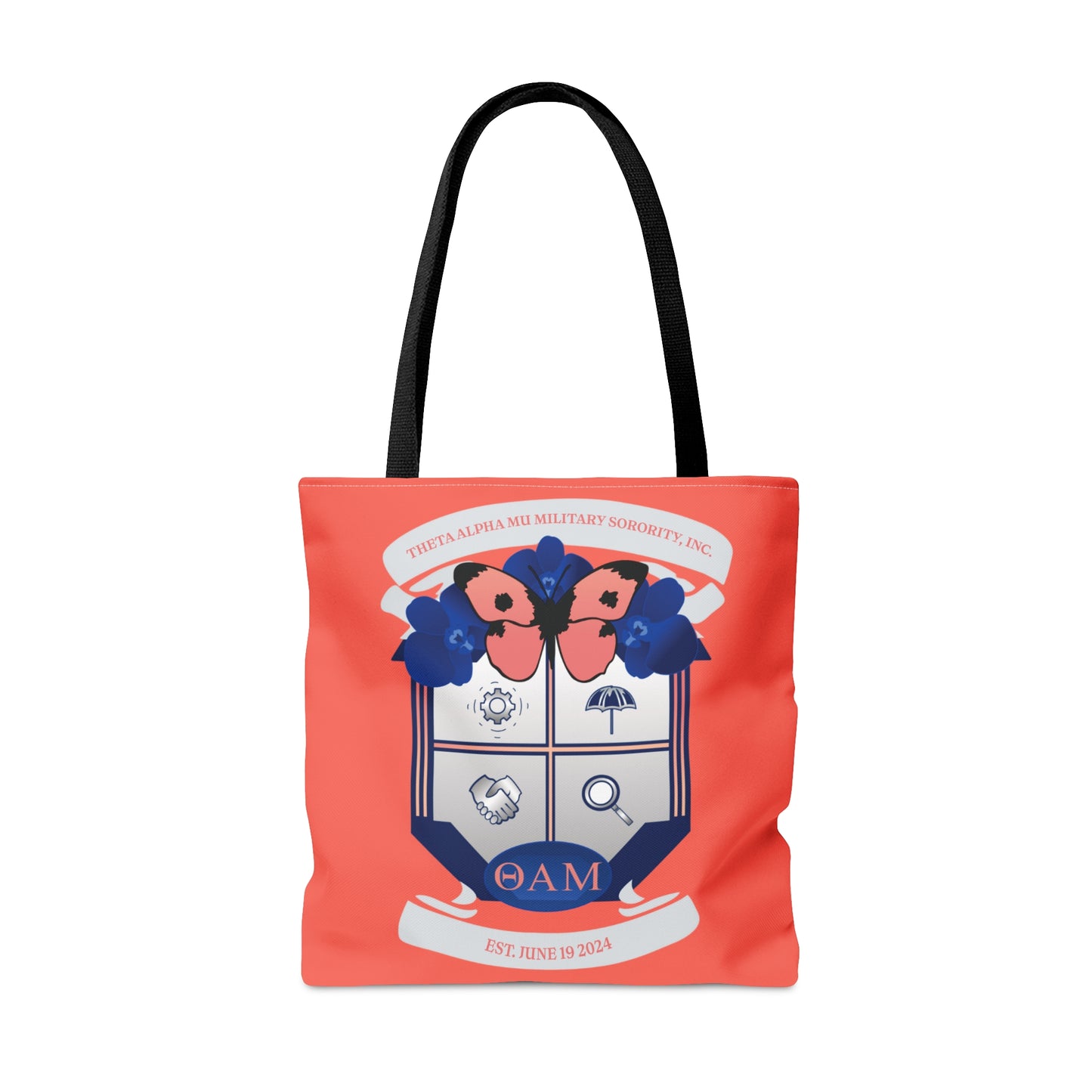 Theta Alpha Mu Military Sorority Tote Bag (Coral)