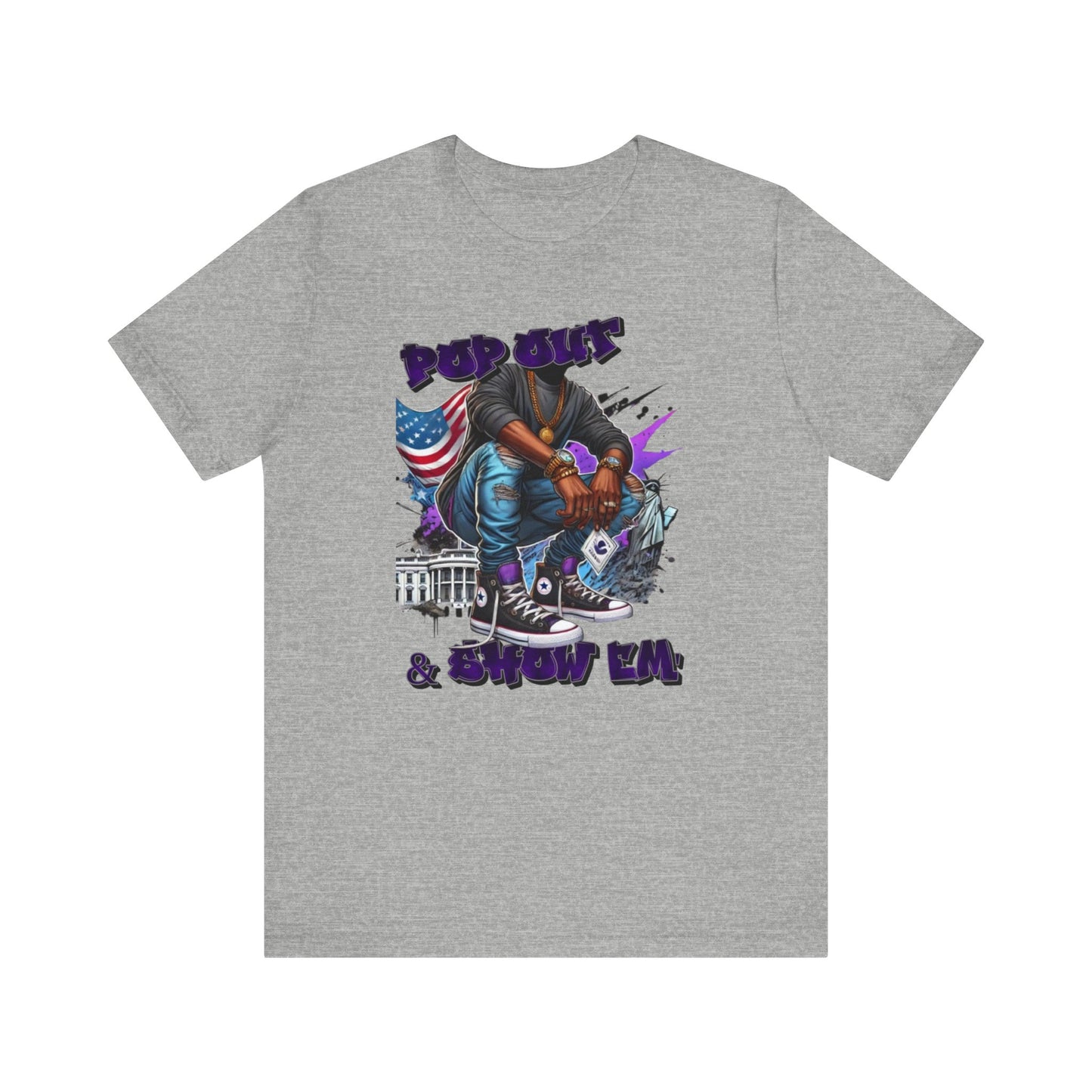 POP Out (Purple, Black & Grey) Unisex Jersey Short Sleeve Tee