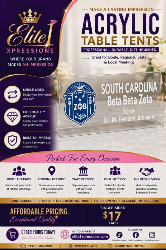 Custom Acrylic Table Tent ~ Zeta Phi Beta
