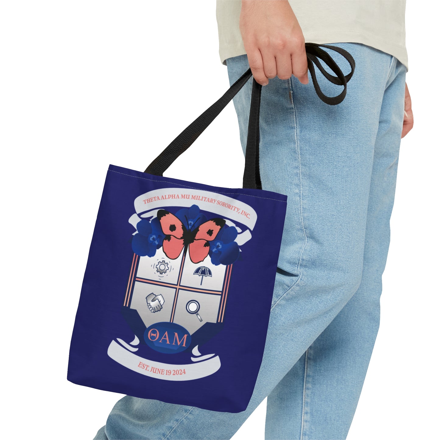 Theta Alpha Mu Military Sorority Tote Bag (Navy Blue)