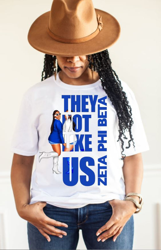 They Not Like Us Greek D9 Sorority T-Shirt (Leg Up Version)