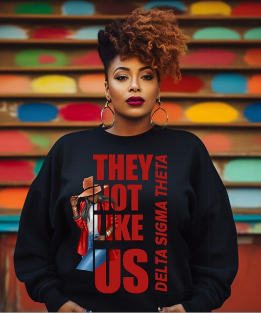 They Not Like Us Greek D9 Sorority Crewneck Sweatshirt (Hat Version)