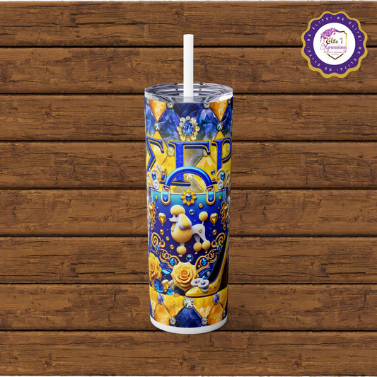 SGRHO (Purse &Poodle) Skinny Tumbler with Straw, 20oz