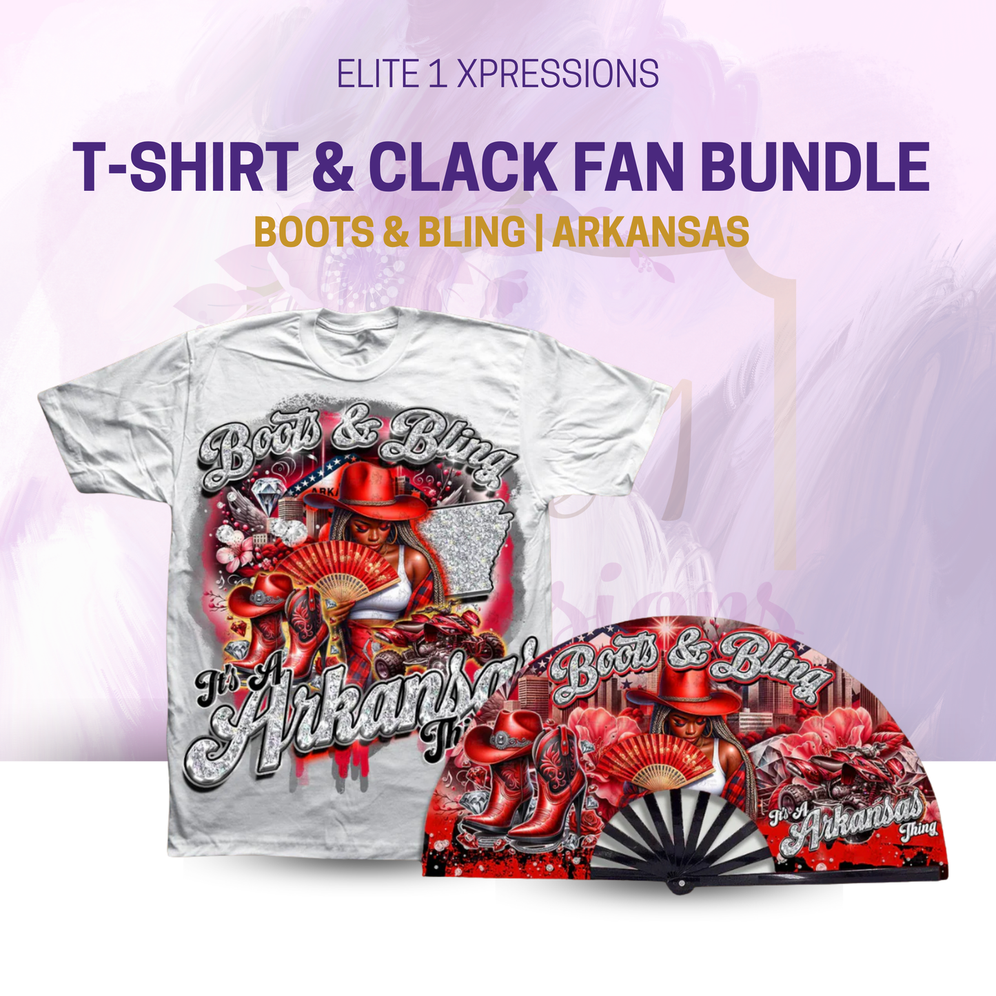 Boots & Bling ~ "Who U Wit" T~Shirt & Clack Fan Bundle