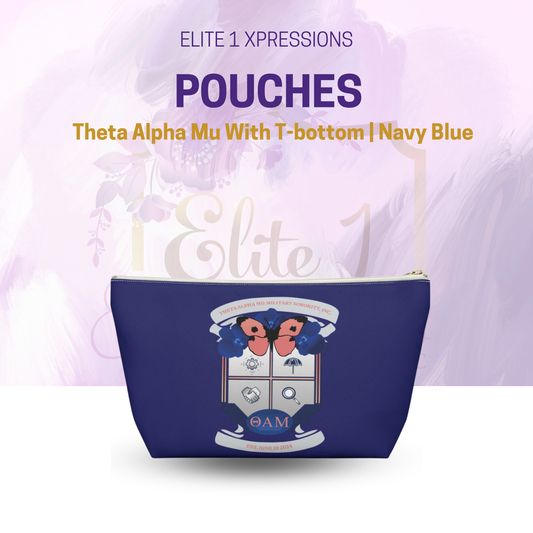 Theta Alpha Mu Accessory Pouch w T-bottom (Navy Blue)