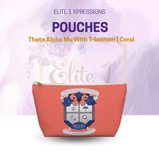 Theta Alpha Mu Accessory Pouch w T-bottom (Coral)