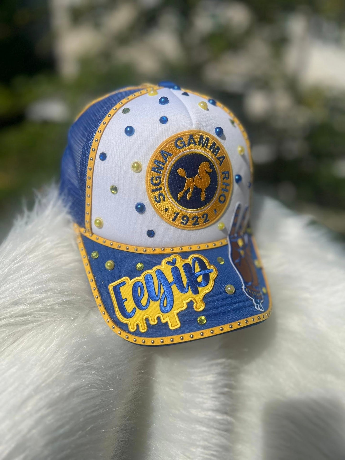 Sigma Gamma Rho “EEYIP” Custom Bling Trucker Hat