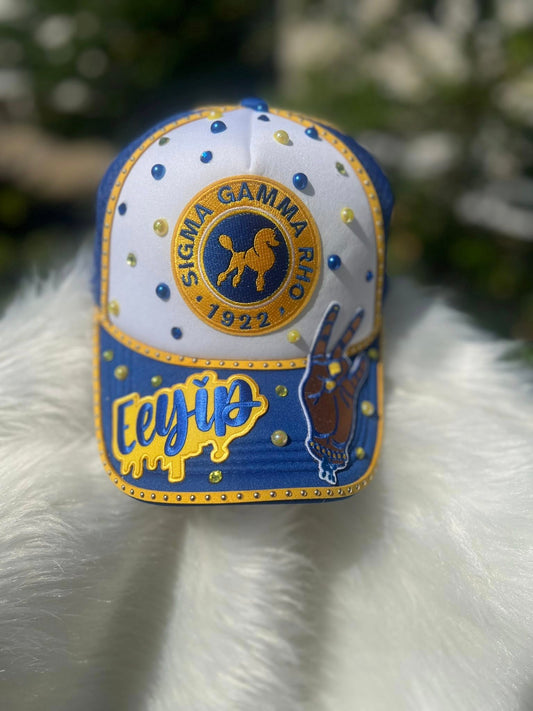 Sigma Gamma Rho “EEYIP” Custom Bling Trucker Hat