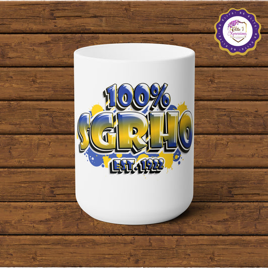 Sigma Gamma Rho "100%" Ceramic Mug (White)
