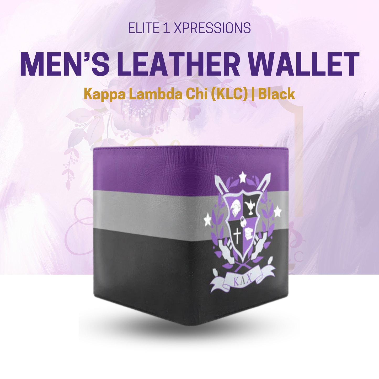Men's Leather Wallet  ~ Kappa Lambda Chi (KLC)