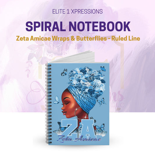 Spiral Notebook, Zeta Amicae Wraps & Butterflies - Ruled Line