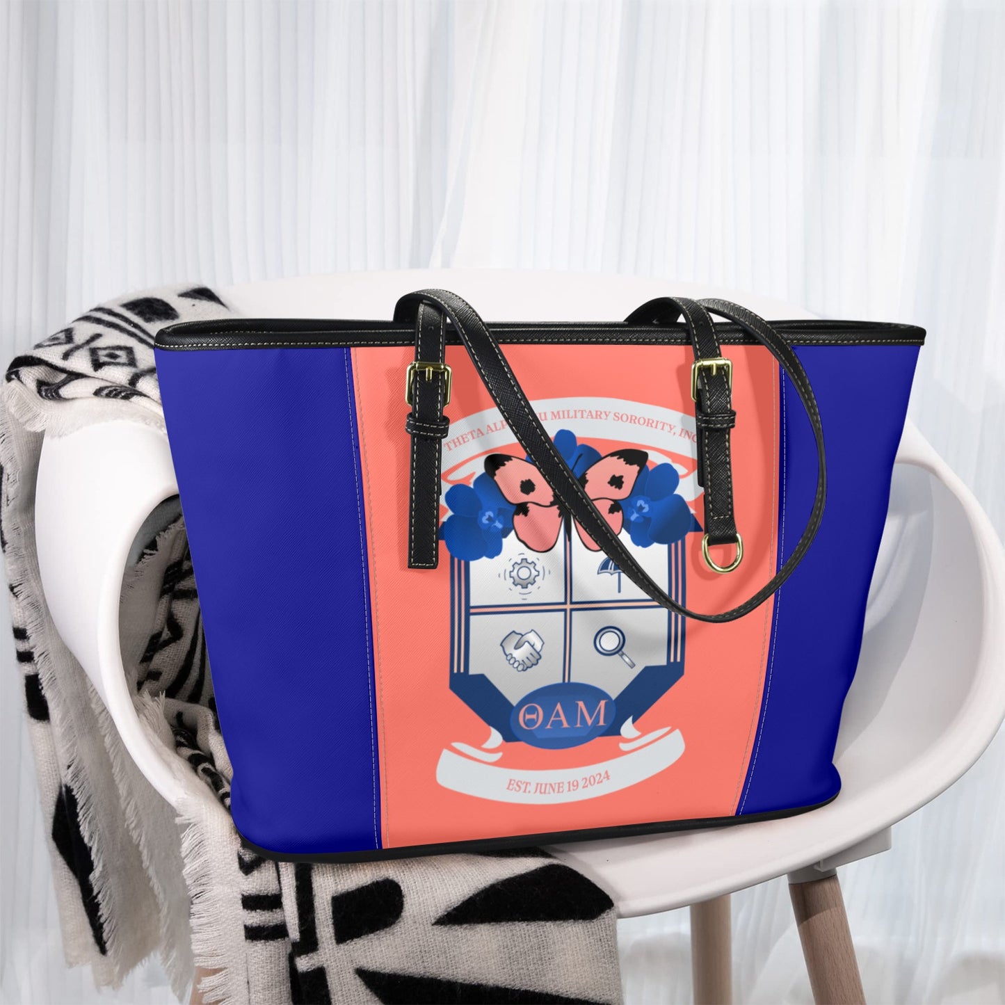 Theta Alpha Mu Shoulder Tote Bag (Two Tone)